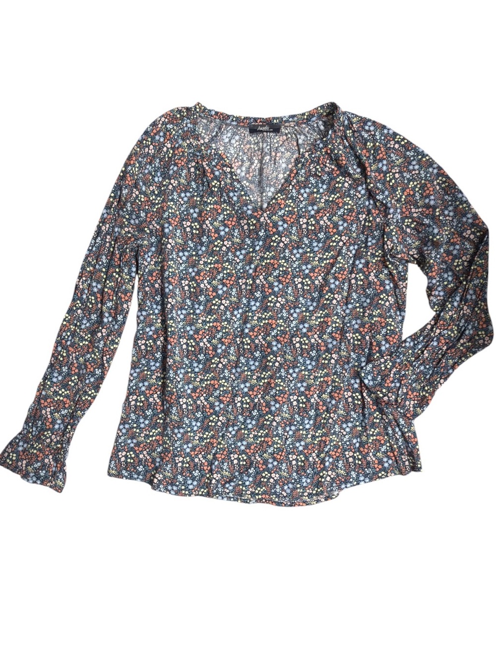 Angels Women's Luca Ditsy V Neck Long Sleeve Smocked Blouse NWOT